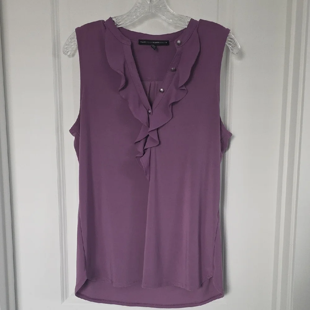 White House Black Market Lavender Ruffle Blouse - Picture 1 of 4